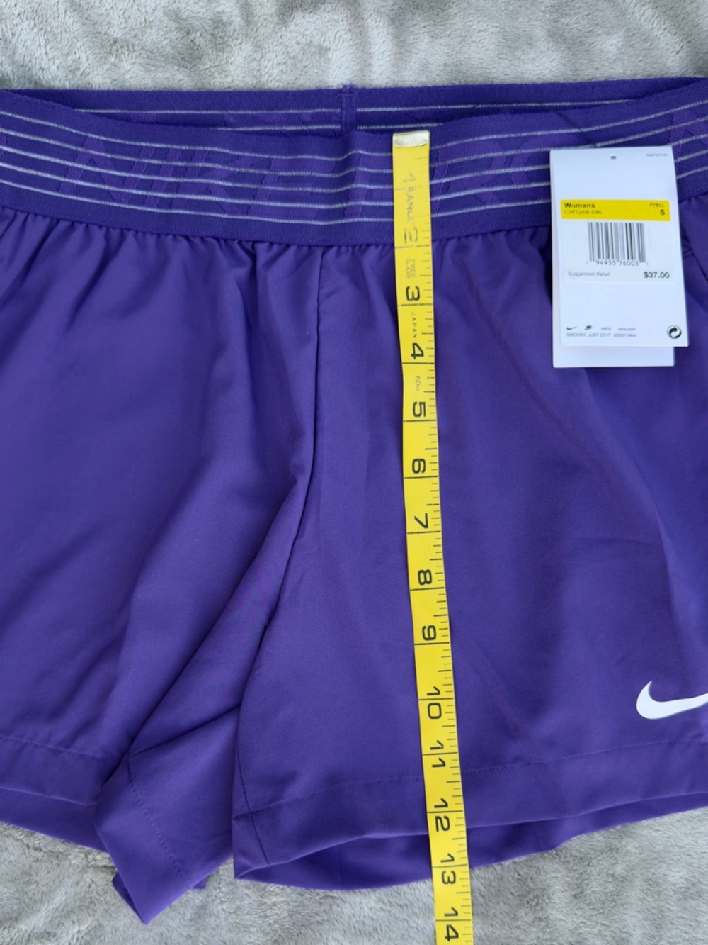 Nike Purple Women's Athletic Shorts DRI-FIT with White Swoosh - Picture 10 of 11